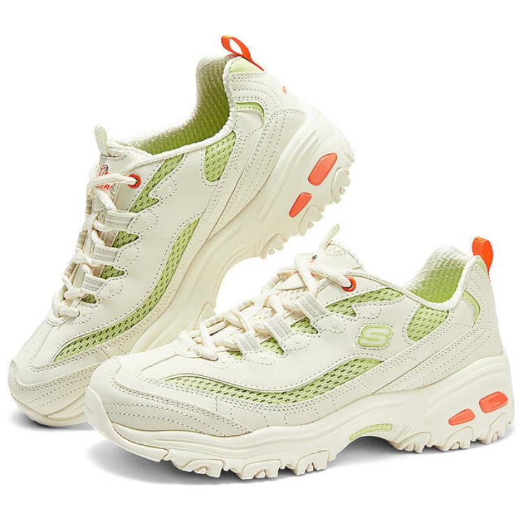 Skechers DLites Scarpe Casual Basse Comode Versatili Scarpe da Ginnastica Donna Verde Chiaro Arancione 896193-OWGN