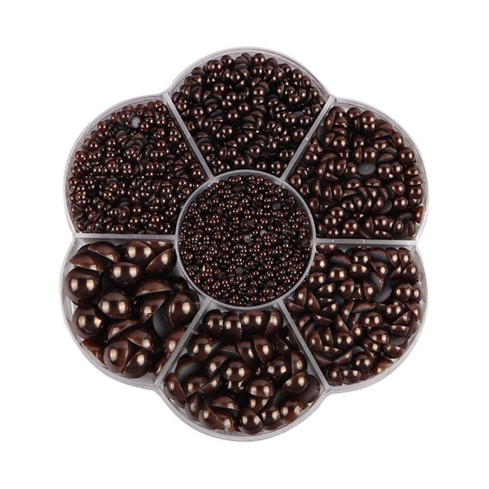 Mixed Size 7 Grid Box Half Pearl Flat Bottom AB Imitation Pearl Accessories Headwear Hair Accessories Clothing DIY Rod Diameter