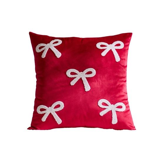 Throw Pillowcase Velvet Soft Decorative Cover Bow Pattern Multiple Sizes Cushion Case Sofa Bedroom Chair