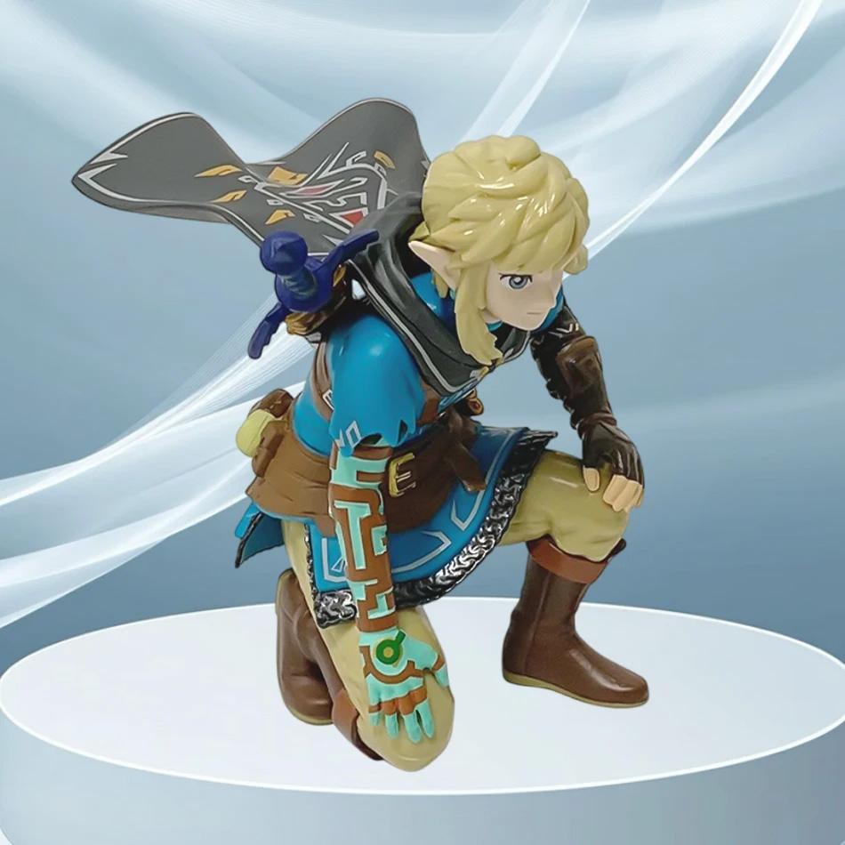 12cm Legend Of Zelda Anime Link Kingdom Of Tears Squatting Position Statue Game Pvc Handheld Models Dolls Ornaments Gifts
