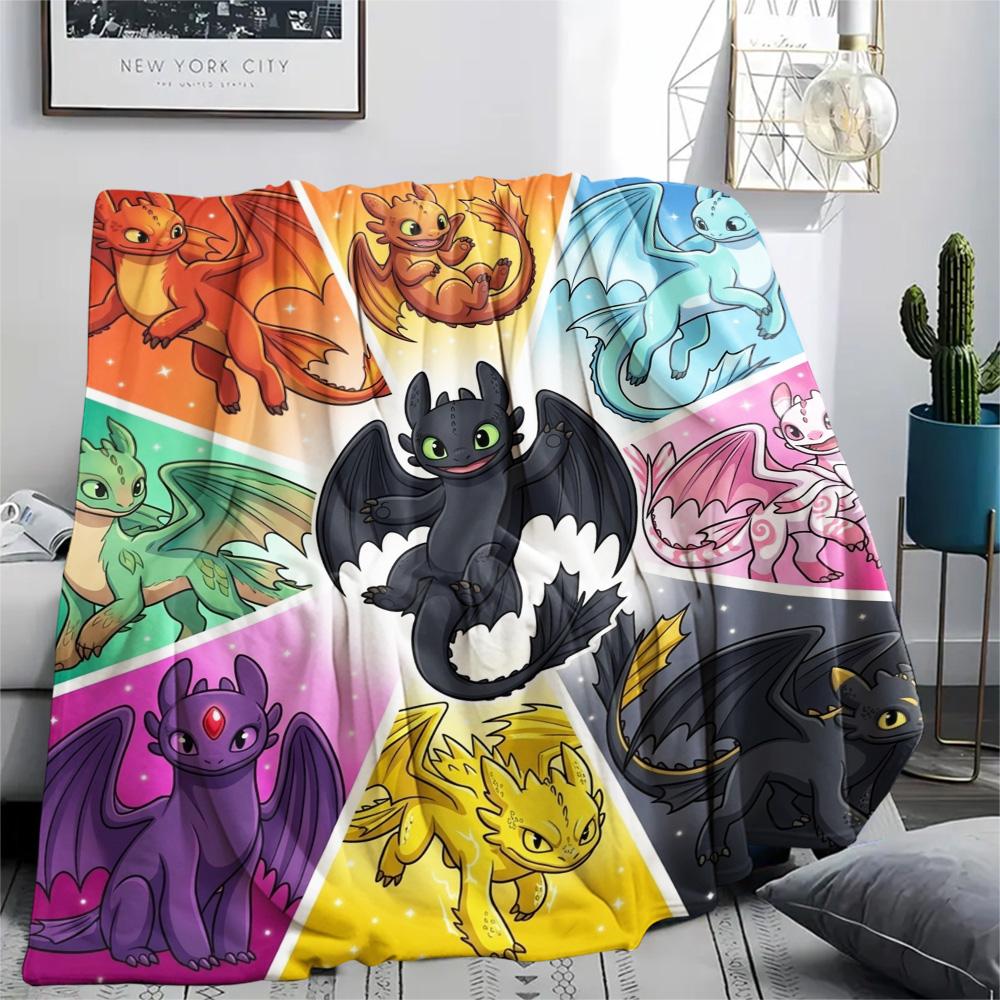 Toothless Night Fury Warm Print Cozy Comfortable Flannel Blanket for Sofa Chair Bed Bedroom Outdoor Picnic.-TING