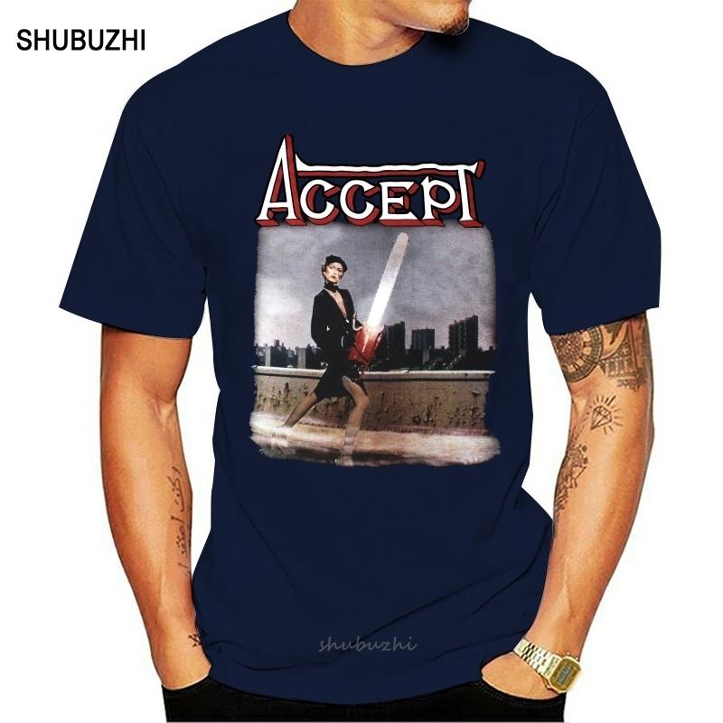 Men t shirt ACCEPT ACCEPT 1979 BLACK HEAVY METAL UDO SAXON KROKUS WARLOCK tshirt novelty tshirt women S