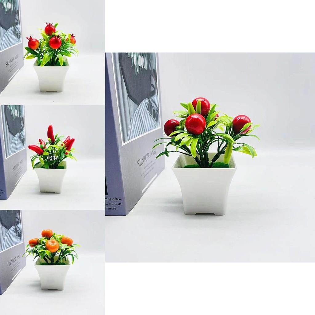 Artificial Fruit Bonsai Arrangement With Plastic Flowers And Miniature Plant Decor For Living Room