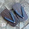 Takeharu Paulownia Wood Made in Size LL Men's Two-Toothed Geta, Japan, Shijira/Blue,