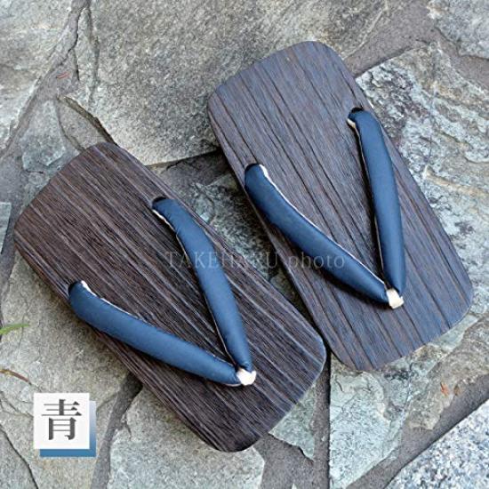 Takeharu Paulownia Wood Made in Size LL Men's Two-Toothed Geta, Japan, Shijira/Blue,