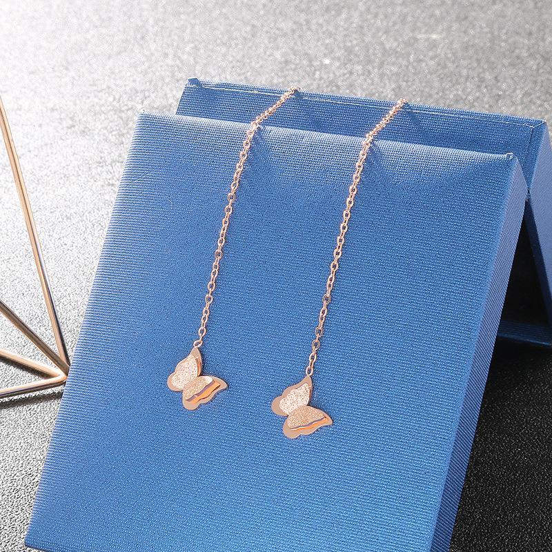 2020 Cercei Trendy cu Ciucure Lung și Fluture: Oțel Titan la Modă cu un Design Subțiere