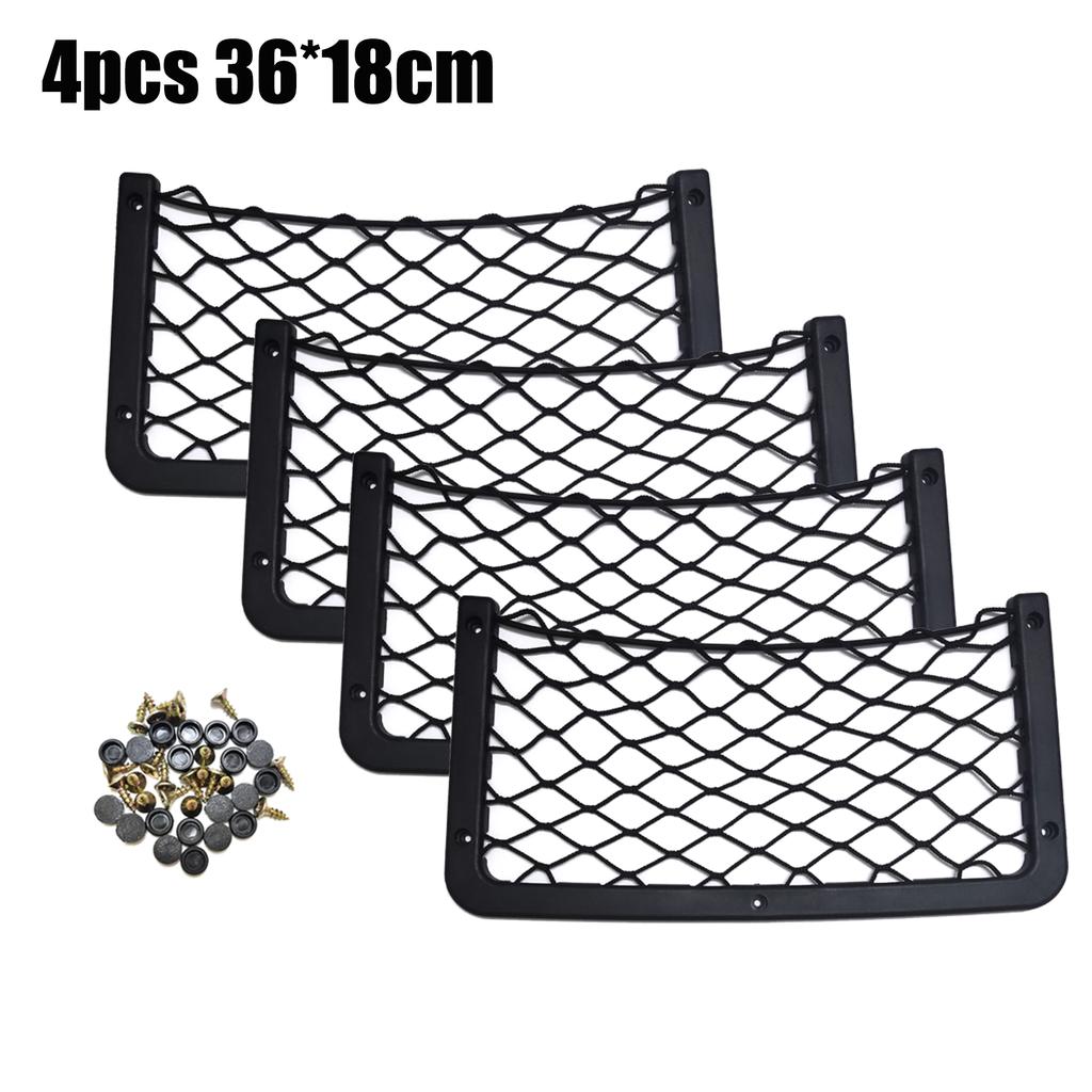 Black Multi Size Car Organizer Net Pocket Car Net Bag Phone Holder Rack Storage Mesh For Car Caravan Motorhome 42x21cm 36x18cm