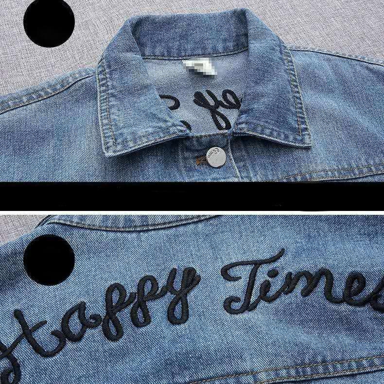 Frauen Vintage Revers Zipper Denim Jacke Neue Frühling Herbst Dame High Street Lose Kurzen Mantel Outwear