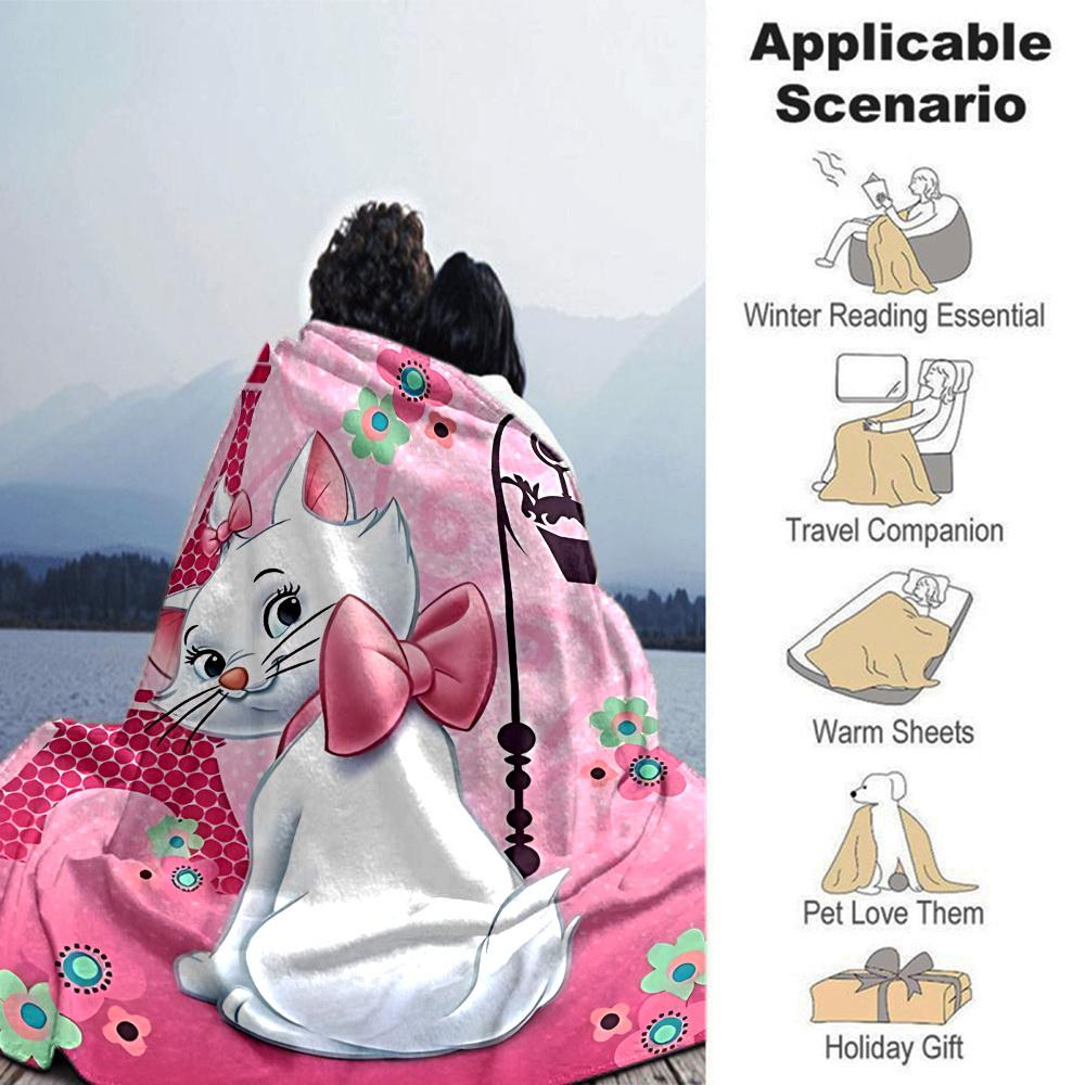 1pc cat, Paris blanket Lightweight Flannel Throw for Sofa Bed Travel Camping Livingroom Office Couch Chair