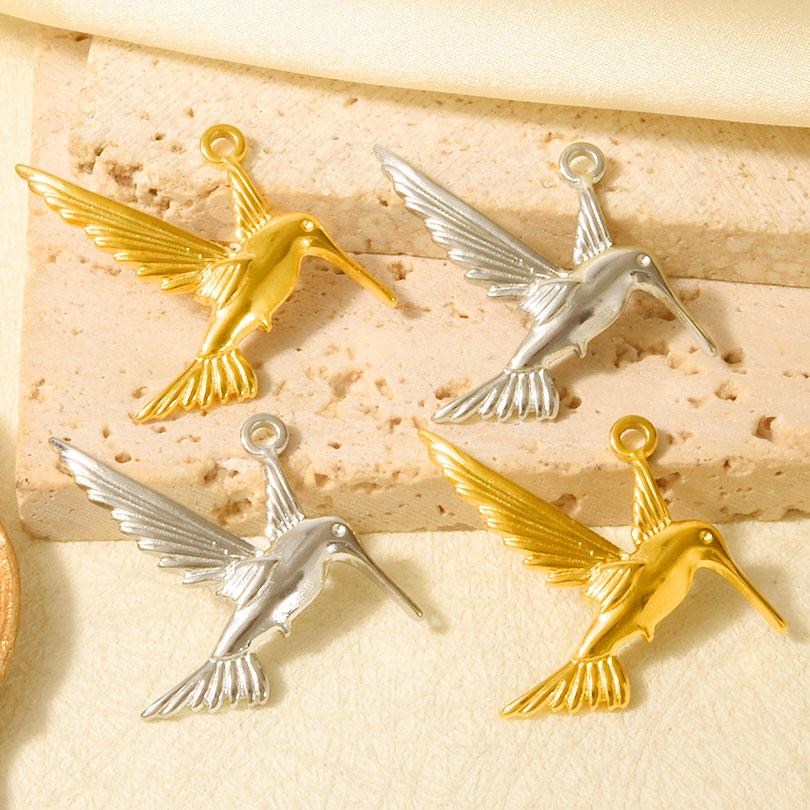 6pcs/Lot Animal Pendant Hummingbird Charms For Jewelry Making Earrings Necklace Stainless Steel Charm Cute Accessories Materials