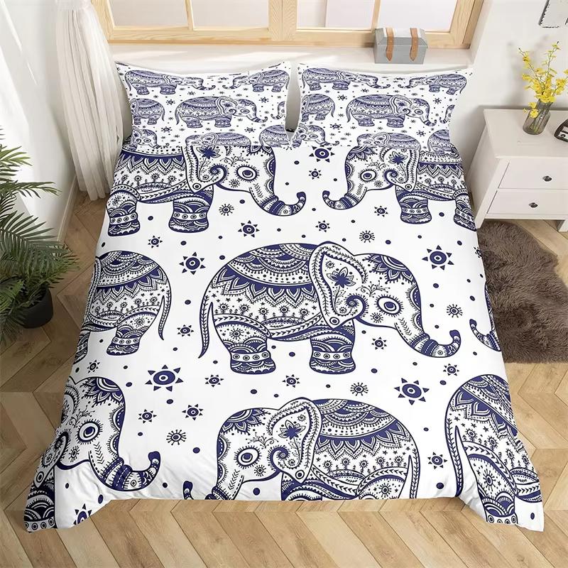 Elephant Duvet Cover Full Queen Size Wild Animal Bedding Set for Boys Girls Bedroom Dorm Decor Nature Wildlife Comforter Cover