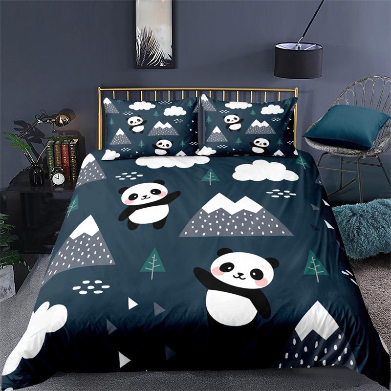 3D Panda Bedding Set Lovely China Black White Animal Duvet Cover King Queen Bamboo Comforter Cover 2/3Pcs Quilt Cover