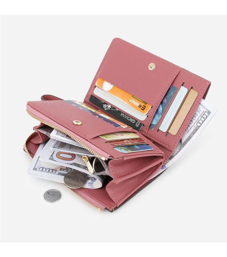Linyan 2026 Women's High-Grade Cross Grain Short Wallet with Large Capacity