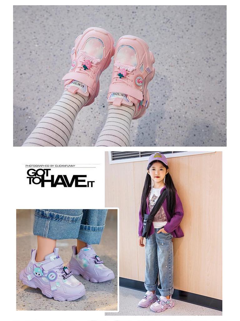 2026 New Autumn Girls' Dad-Style Sports Shoes for Medium and Large Children