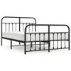 Vidaxl Metal Bed Frame with Headboard and Footboard, Black, 140X200Cm