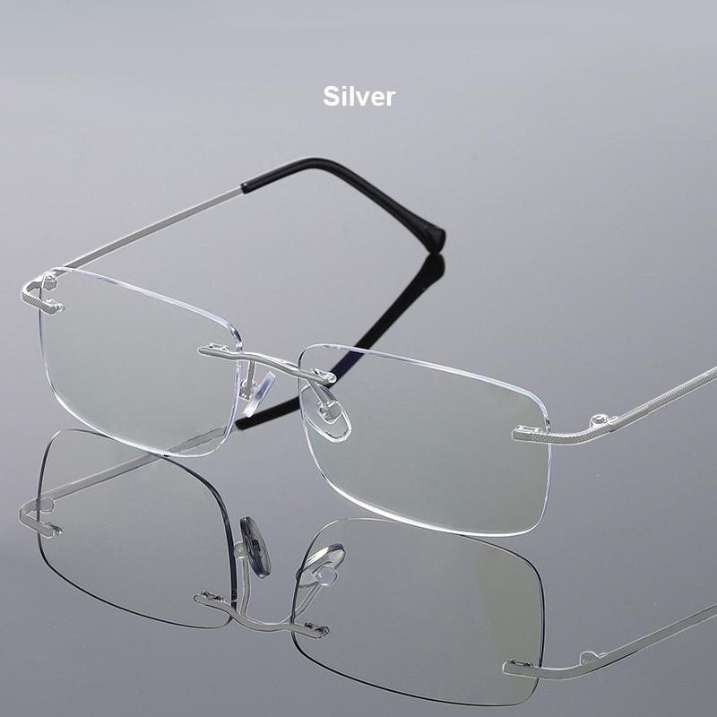 Men Blue Light Blocking Reading Glasses Women Dimond Cutting Rimless Eyeglasses Frame Anti Fatigue Hyperopia Presbyopic Eyewear