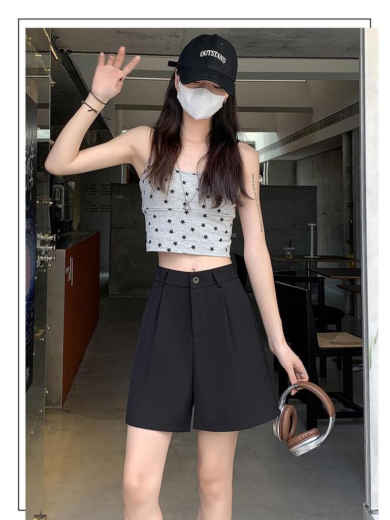 Women's Khaki High-Waisted A-Line Summer Shorts - Slimming, Petite, Ice Silk Casual Wear