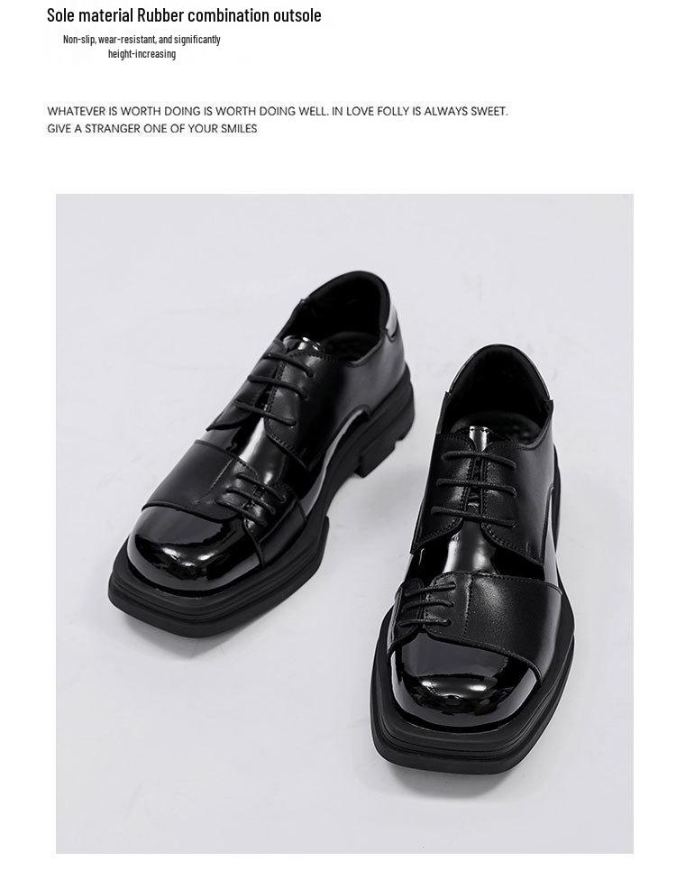 Men's 2025 Square Toe Height Increasing Leather Derby Shoes - Casual, Formal, & Wedding Wear