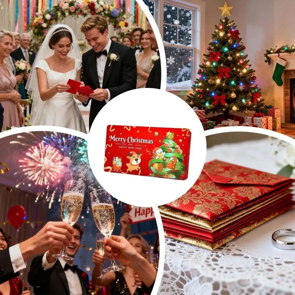 Weihnachtsmann Weihnachts-Bargeldgeschenkumschlag Weihnachtsbaum mit 10 Fächern Faltbare Banknotenkarte Weihnachts-Geldhalter