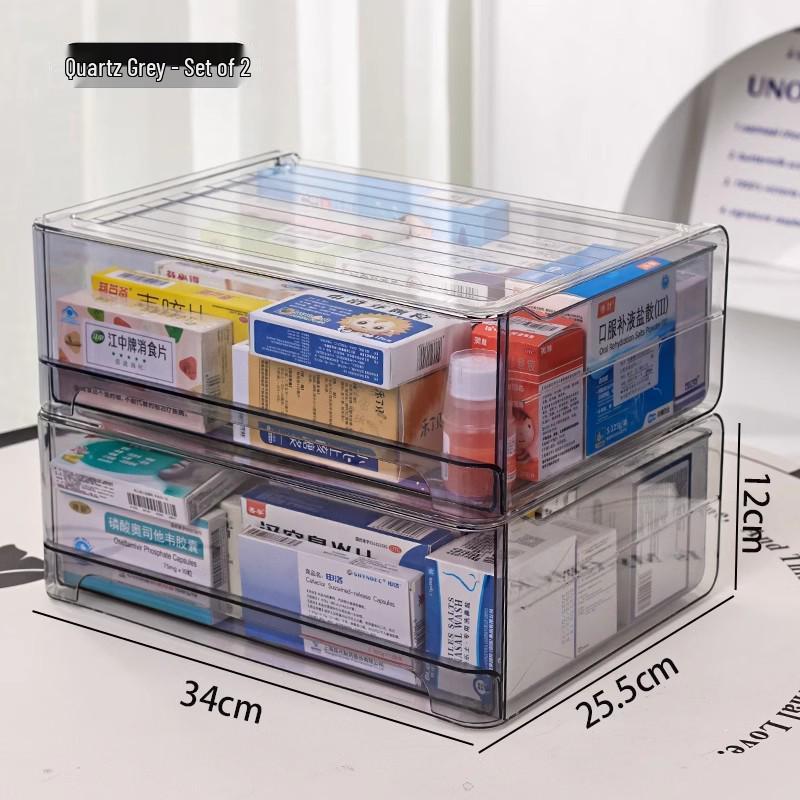 Transparent Large-Capacity Medicine Storage Box: Moisture-Proof, Dust-Proof, Drawer Type for Home Use