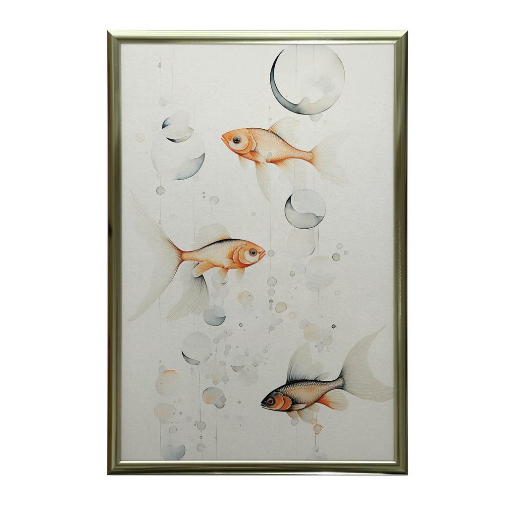 Podwodna Poezja Podwodna Poezja, 50X70 Cm, Rama Aluminiowa Złota, Papier Matowy 230 Gsm