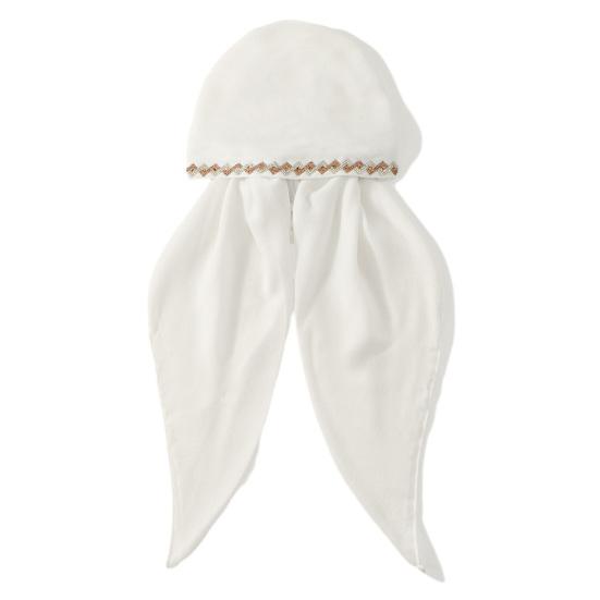 Turban Hat Soft Breathable Elastic Fabric Rhinestone Embellished Brim Adjustable Headscarf Hat Outdoor Travel Photography Headwear белый
