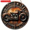 1pc 2d Flat Retro Motorcycle Circular Wooden Sign - 20cm, Suitable for Home Living Room, Bar, Caf É, Farmhouse Porch Decoration, Father's Day Gift