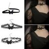 3 Pcs Black Lace Butterfly Choker Necklace Punk Clavicle Chain Necklace Adjustable Collar Chain Statement Jewelry