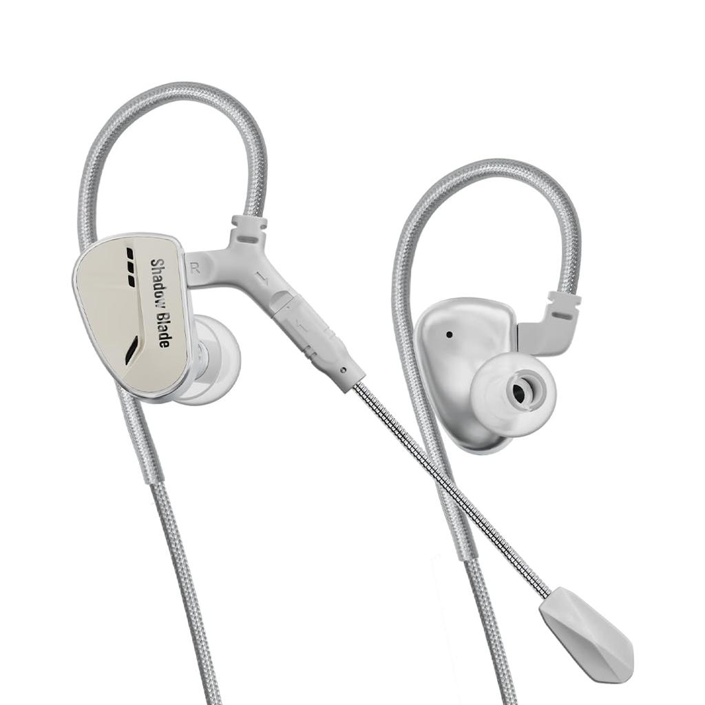 CVJ Shadow Blade Gaming Wired with Microphone and Detachable Gaming Earbuds 1DD 1 Vibrating Ring HIFI Earphones Plug for Immersive Gaming Dynamics and