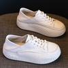 Genuine Leather Women Flat Casual Shoes Thick Sole Cow Leather Brand Laides White Shoes