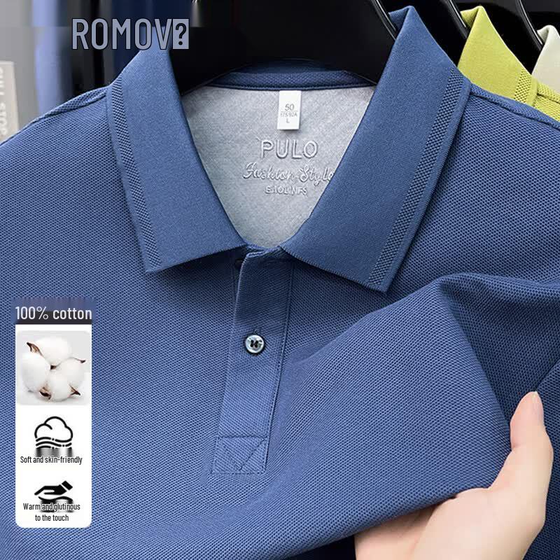 ROMON Men s Pure Cotton Short-Sleeve Polo Shirt L