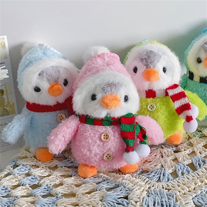 Cute Winter Christmas Scarf Penguin Plush Dolls Toys Keychain Bag Pendant Backpack Hanging Ornaments Keyring Girly Birthday Gift