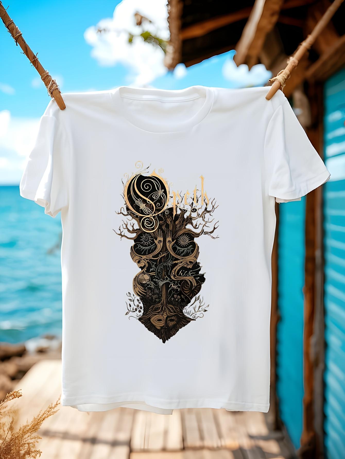 Opeth Official Tree of Life & Death Graphic T-shirt - Black Band Merch with Ornate Swirling Tree Print XXXXL