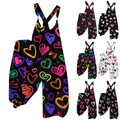 Women's  Overalls  Print Vintage Jumpsuit ,Non,Adjustable Straps,