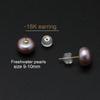 Real 18k Gold Pearl Earrings for Women,White Black Natural Freshwater Pearl Earrings Gold AU750 Wife Mother Anniversary Gift Pin