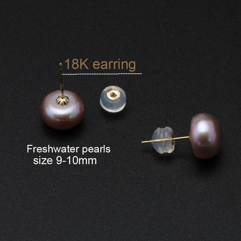 Real 18k Gold Pearl Earrings for Women,White Black Natural Freshwater Pearl Earrings Gold AU750 Wife Mother Anniversary Gift Pin