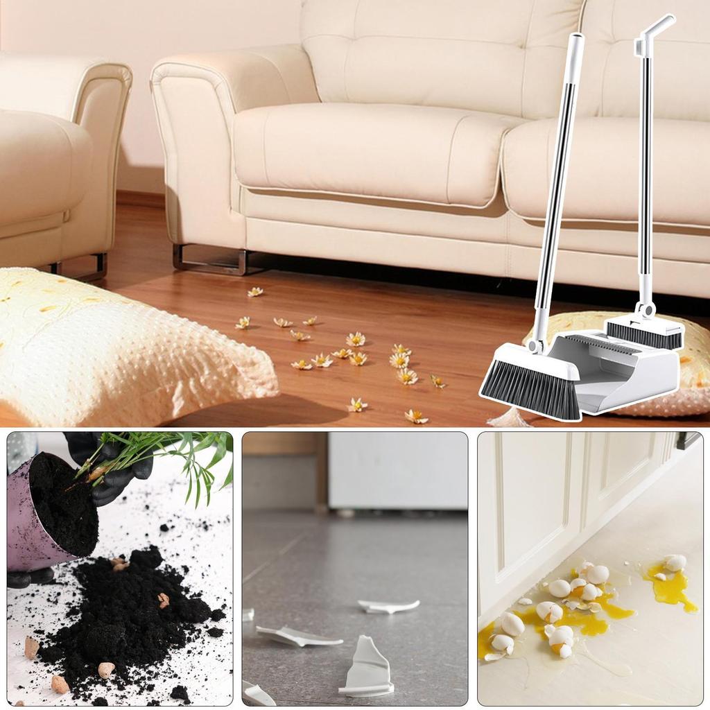 Broom And Dustpan Set Sweeping Duster Tool Gadgets 3 Pieces Broom And Dustpan Set For Home For House Kitchen Apartment Indoor