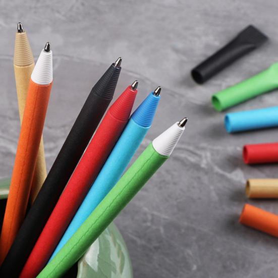 10 ks 0,7mm kuličkové pero Přírodní sulfátový papír Hladký obal na vytahování na psaní Různé barvy Ekologické školní potřeby pro reklamní pera