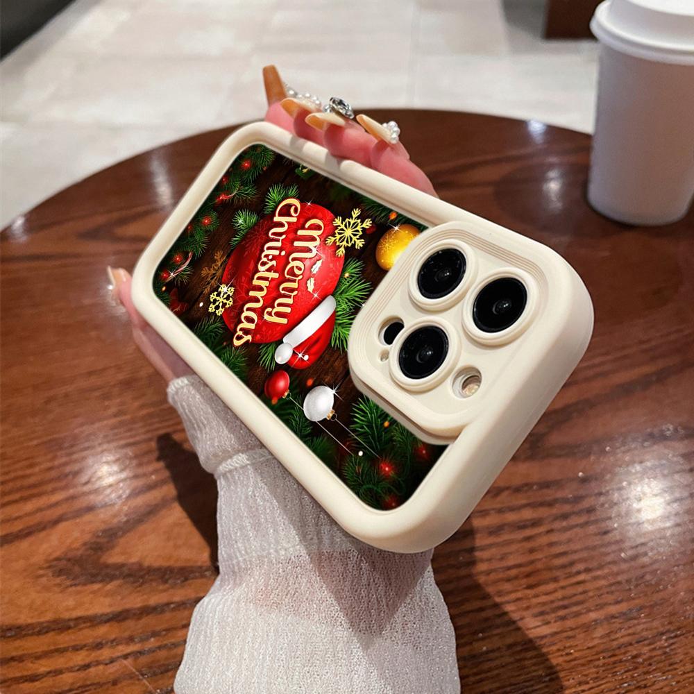 N107 Happy New Year Christmas Art Soft Angel Eyes Phone Cases for iPhone 16 15 14 13 11 Pro Max 8 7 6s Plus 12 Mini XR XS Max SE Shockproof Cover