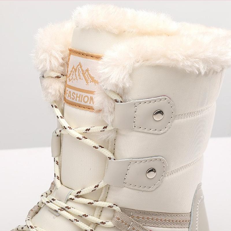 Women Plush Cotton Shoes High-top Snow Boots Warm Winter Outdoor Sneakers Wear-resistant Boots Winter Anti-slip Shoes
