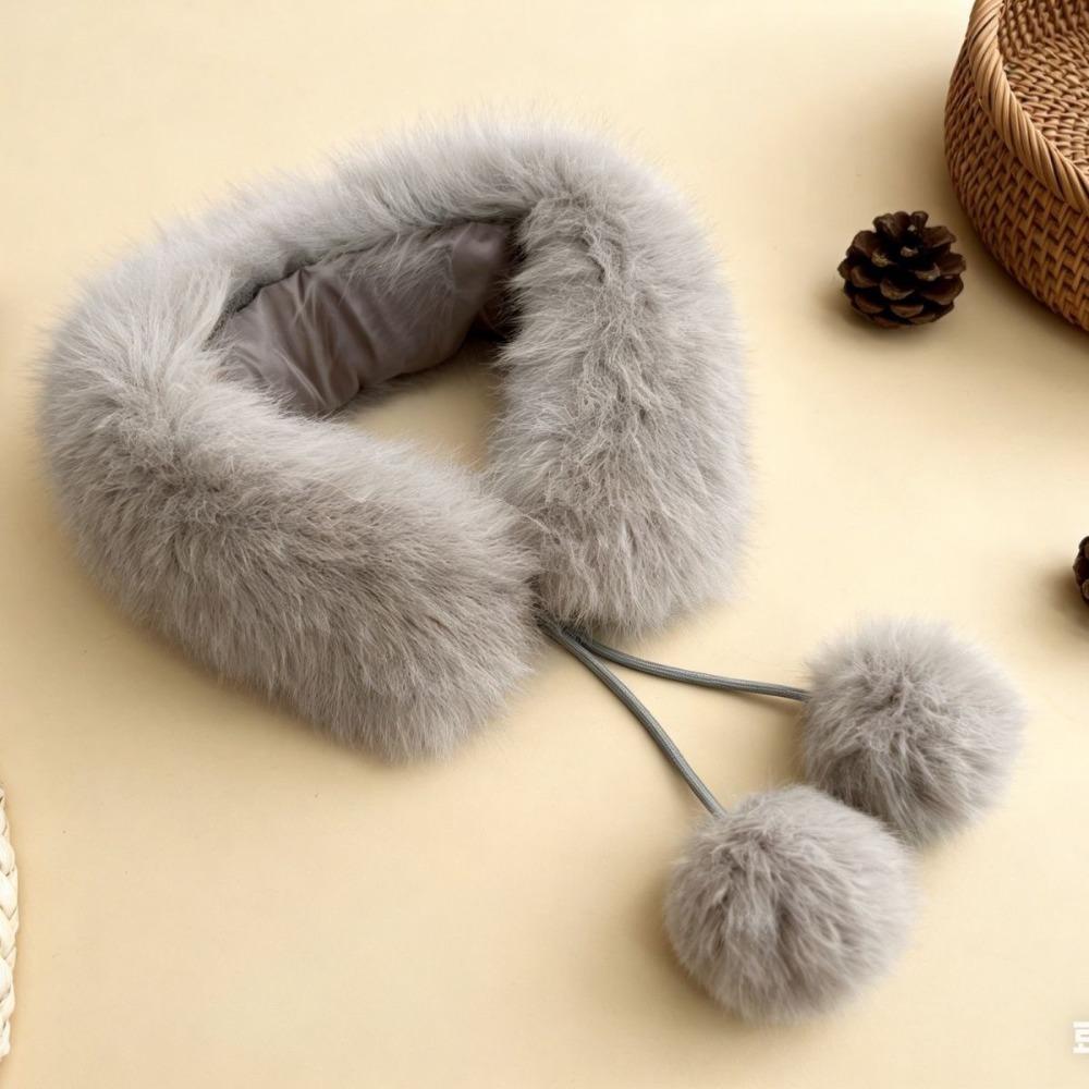 Soft Plush Fur Collar Scarf Faux Fur Fur Collar Shawl New Pom Pom Scarf Women