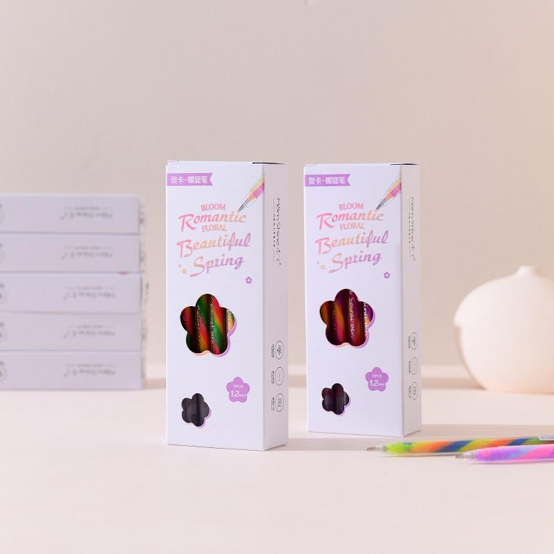 Christmas Color Fluorescent Neutral Pen Student Marking Hand Account Drawing Greeting Card Festival Atmosphere Spiral Pen 1.2mm