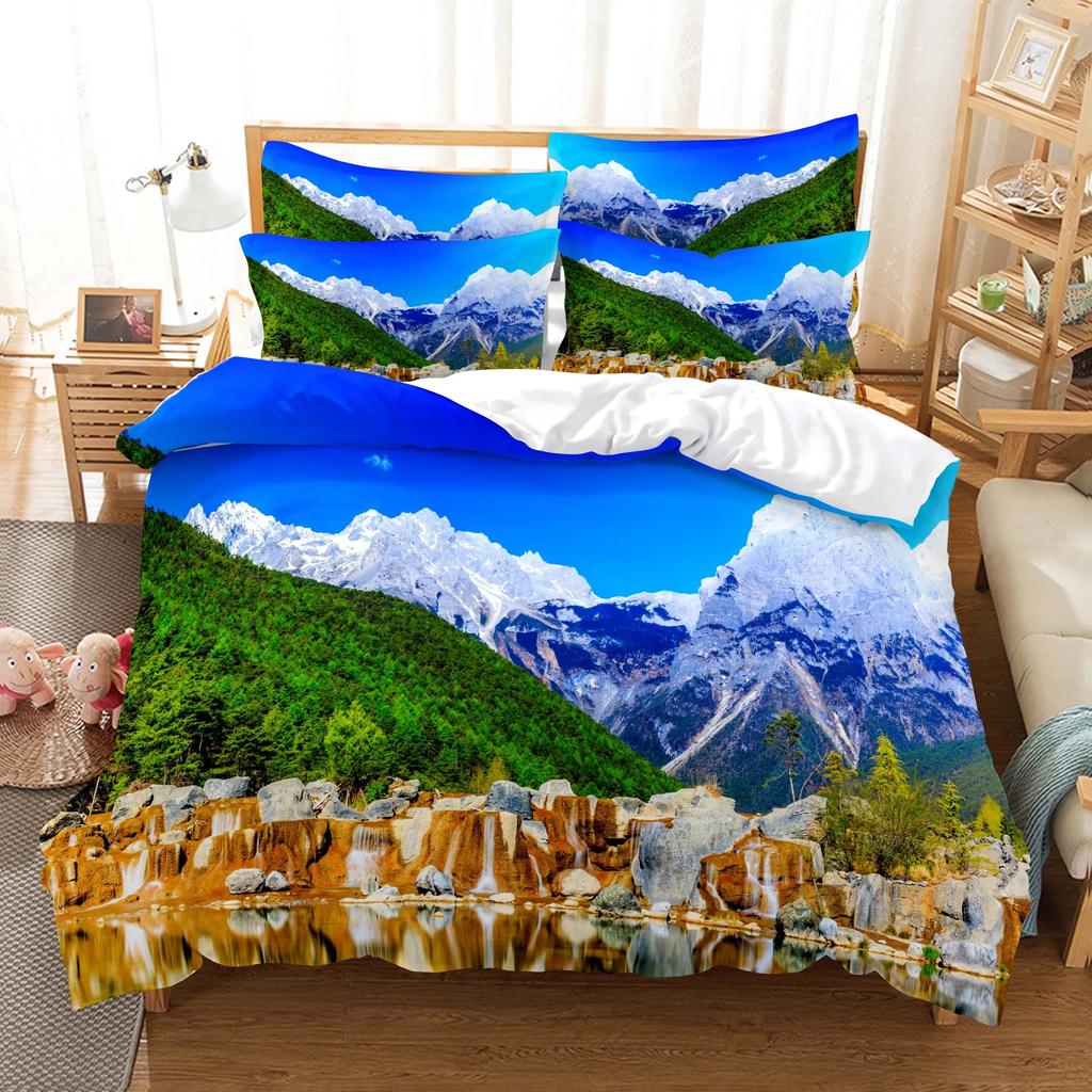 Artistic Pattern Bedding Bedroom Set King Size Home Textile Quilt Cover Set With Pillowcases Cotton Dropship Bedclothes Set
