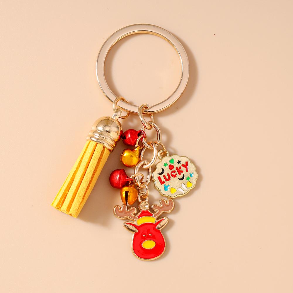 Fashion Christmas Keychain Jingling Bell Key Ring for Women Girls Handbag Pendants DIY X'mas Key Chain New Year Gifts