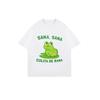 Schwarzes Oversize-T-Shirt mit Froschmotiv, Verband und dem Aufdruck „Sana Sana Colita De Rana“ für die Freizeit