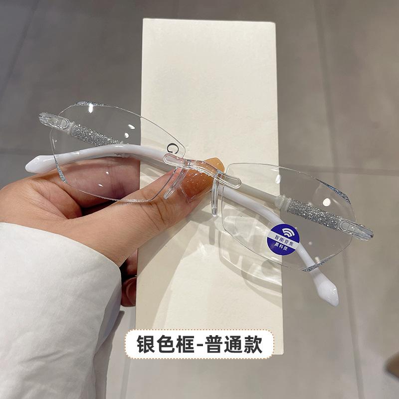 

Vintage Frameless Cutting Reading Glasses Woman Anti Blue Light Ultralight Presbyopic Glasses Diopter +1.0+1.5 To +3.5+4.0 4.0
