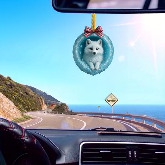 Kutup Hayvanı Yılbaşı Süsleri 2D Akrilik Buzlu Mağara Askılı Dekor Kutup Ayısı Penguen ile Noel Ağacı Süsü