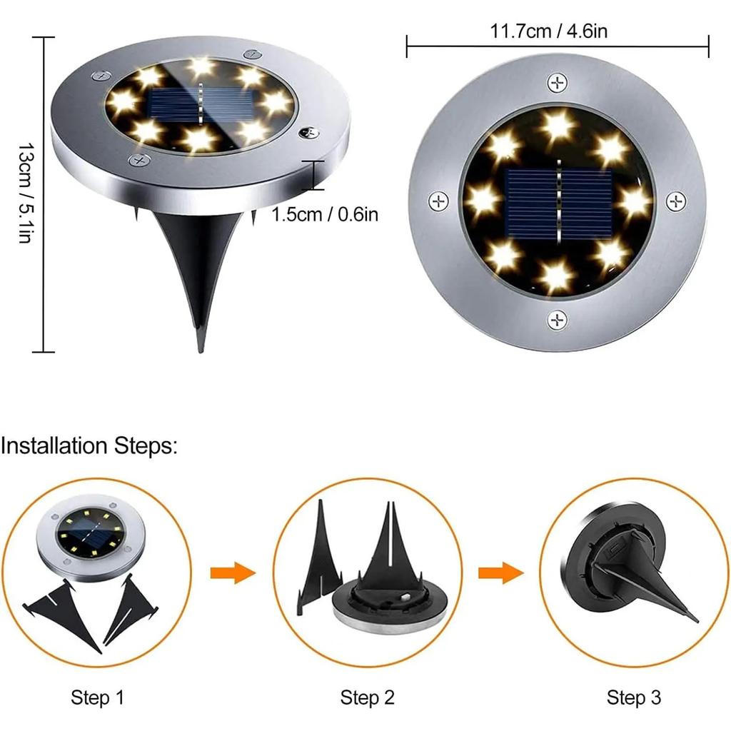 Solar Lawn Yard Led Night Light Buried Solar Garden Light IP65 Waterproof Outdoor PathWay Floor Under Ground Spot Lamp
