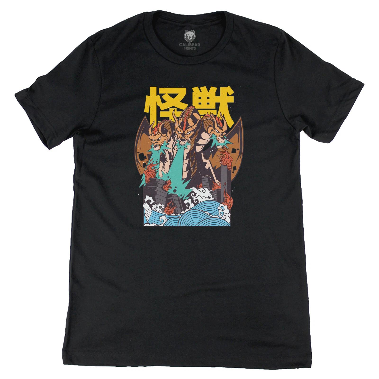Кайдзю Дракон Аниме Стиль Графическое Искусство Футболка Манга Комиксы Тема Новинка Футболка 2XL