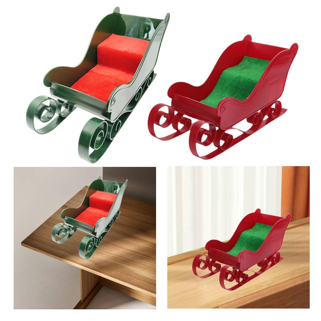 Christmas Sleigh Ornament Xmas Decor Miniature Sleigh Table Centerpiece Craft Sleigh Figurine Santa Sleigh for Fireplace Home